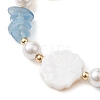 Natural Aquamarine Chips & Shell Pearl Beaded Bracelet BJEW-TA00461-3