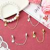 4Pcs 2 Colors Brass Pave Clear Cubic Zirconia European Safety Chains with Charms KK-CJ0003-86-6