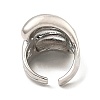 Rack Plating Brass Teardrop Open Cuff Rings for Women RJEW-G294-08P-3