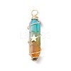 2Pcs 2 Style Two Tone Glass Double Terminated Point Beads Pendants Set PALLOY-JF02538-01-3