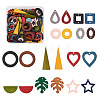 Beadthoven 120Pcs 20 Style Painted Wood Pendants/Links/Cabochons/Bead WOOD-BT0001-05-2