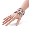 11Pcs 10 Style Synthetic Turquoise(Dyed) & Hematite & Millefiori Glass Stretch Bracelets Set with Word Happy Beaded BJEW-JB08832-3