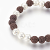 Natural Electroplated and Dyed Lava Rock Beaded Stretch Bracelets BJEW-P233-H09-2