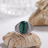 925 Sterling Silver with Natural Malachite Finger Rings WGB2E64-44-1