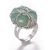 Adjustable Natural Green Aventurine Finger Rings RJEW-L090-B03-4