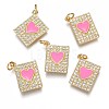 Brass Micro Pave Clear Cubic Zirconia Pendants ZIRC-B002-30G-2