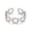 304 Stainless Steel Oval Wrap Open Cuff Ring for Women RJEW-A005-33P-1