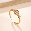 304 Stainless Steel Micro Pave Cubic Zirconia Cuff Open Rings WGC5C97-02-1