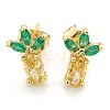 Brass Cubic Zirconia Stud Earring X-EJEW-O106-03G-1