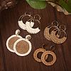 4Pairs Flat Round Alloy Raffia Dangle Stud Earrings FS-WG1ECDE-01-2