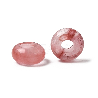 Cherry Quartz Glass European Large Hole Beads X-G-Q442-17-1