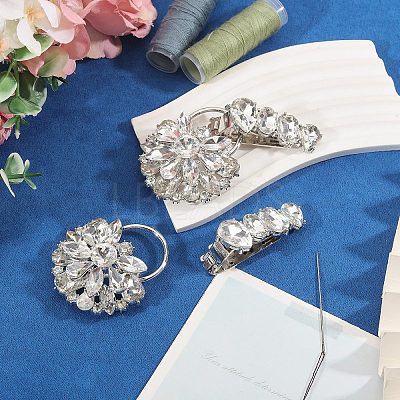 2Pcs Flower Alloy Rhinestone Snap Lock Clasps FIND-FH0018-22A-1