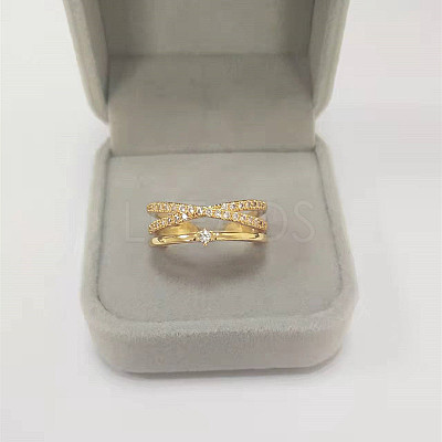 Brass Rhinestone Open Cuff Rings for Women FS-WG095AA-03-1