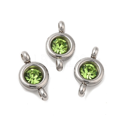 304 Stainless Steel Single Rhinestone Connector Charms STAS-E194-13P-08-1