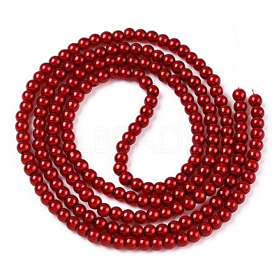 Baking Paint Pearlized Glass Pearl Round Bead Strands HY-Q003-4mm-74-1