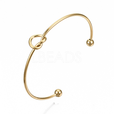 304 Stainless Steel Love Knot Cuff Bangle Making MAK-S073-001G-1