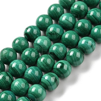 Natural Malachite Beads Strands G-A271-A01-10mm-1