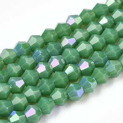 Opaque Solid Color Electroplate Glass Beads Strands EGLA-A039-P2mm-L08-1