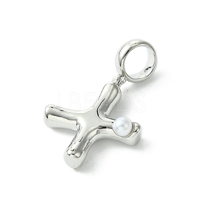 Rack Plating Brass with ABS Plastic Pearl European Dangle Charms KK-G501-02X-P-1