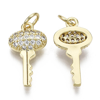 Brass Micro Pave Clear Cubic Zirconia Pendants ZIRC-N039-091-NF-1