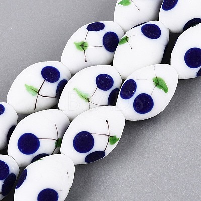 Frosted Handmade Lampwork Beads Strands LAMP-N037-03A-1
