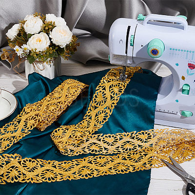 4M Iron on/Sew on Polyester Flower Lace Ribbon OCOR-WH0088-48B-1