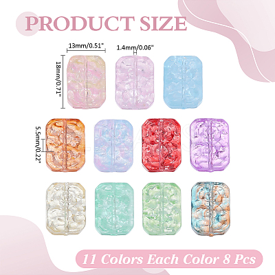 88Pcs 11 Colors Transparent Spray Painted Glass Beads GLAA-ME0001-36-1