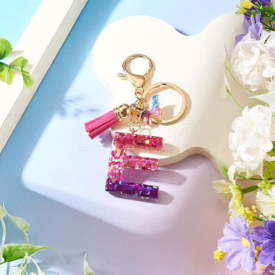 Alloy Resin Butterfly Keychains KEYC-TADJ0002-02G-E-1
