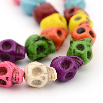 Synthetic Turquoise Skull Beads Strands for Halloween Jewelry Making X-TURQ-H037-2-1