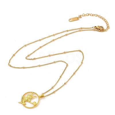 Brass & Acrylic Greek goddess Flat Round Pendant Necklaces NJEW-R018-01G-1