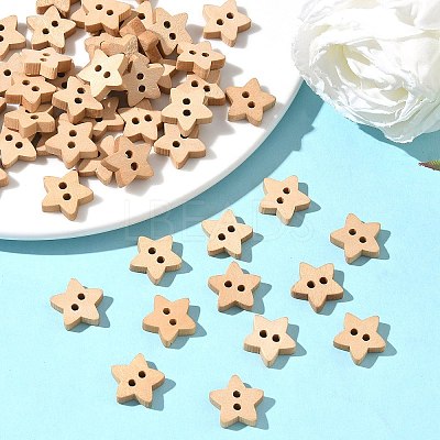 Natural 2-hole Basic Sewing Button in Star Shape NNA0Z7T-1