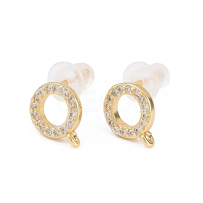 Brass Clear Cubic Zirconia Stud Earring Findings EJEW-A155-03E-G-1