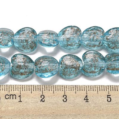 Handmade Gold Sand Lampwork Beads Strands LAMP-L079-04A-1