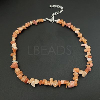 Natural Red Aventurine Chip Beaded Necklaces for Women IW6789-5-1