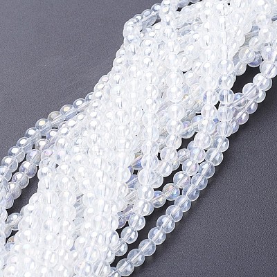Glass Beads Strands GR4mm01Y-AB-1