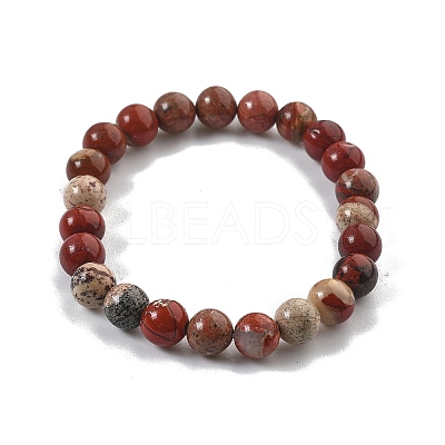 Natural Red Jasper Bead Stretch Bracelets BJEW-K212-B-012-1