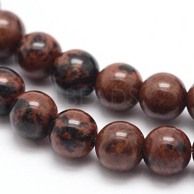 Natural Mahogany Obsidian Round Bead Strands G-P128-65-4mm-1