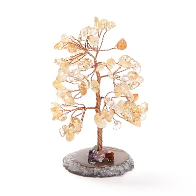 Natural Citrine Chips & Agate Pedestal Display Decorations DJEW-A001-04D-1