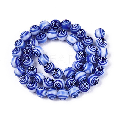 Handmade Millefiori Glass Round Beads Strands LK-R004-93A-1