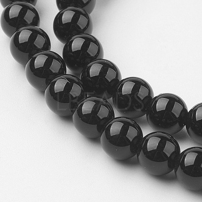 Natural Black Onyx Beads Strands G-G735-60-6mm-A-1