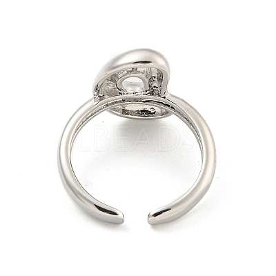 Brass Letter Open Cuff Rings for Women RJEW-G313-01D-P-1