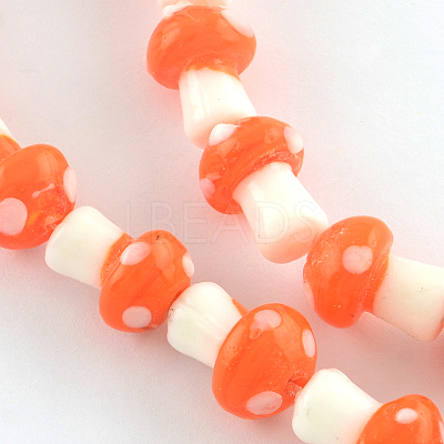 Mushroom Handmade Lampwork Beads Strands LAMP-R116-15-1