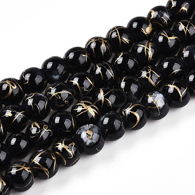 Baking Paint Glass Beads Strands DGLA-N003-6mm-B10-1