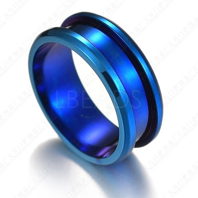 201 Stainless Steel Grooved Finger Ring Settings STAS-TAC0001-10B-L-1