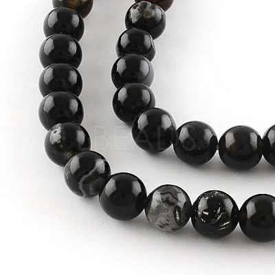 Natural Black Onyx Round Bead Strands X-G-R198-8mm-1