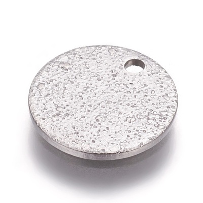 Tarnish Resistant 304 Stainless Steel Textured Pendants STAS-I098-01-10mm-P-1
