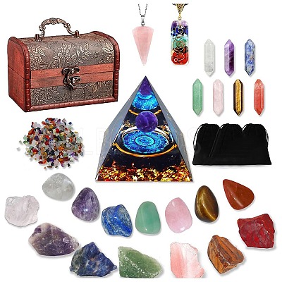 Natural Gemstone Rune Stones PW-WGCC561-01-1