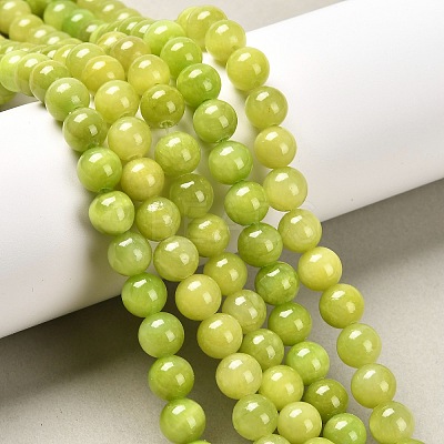 Natural Dyed Yellow Jade Gemstone Bead Strands G-R271-8mm-Y12-1