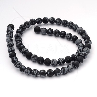 Natural Snowflake Obsidian Gemstone Beads G-J338-03-6mm-1
