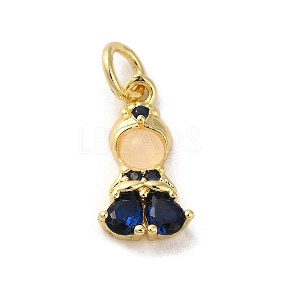 Brass Micro Pave Colorful Cubic Zirconia Glass Pendants X-KK-R162-026J-G-1